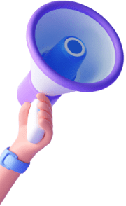 animated hand with speaker in his hand animated icon