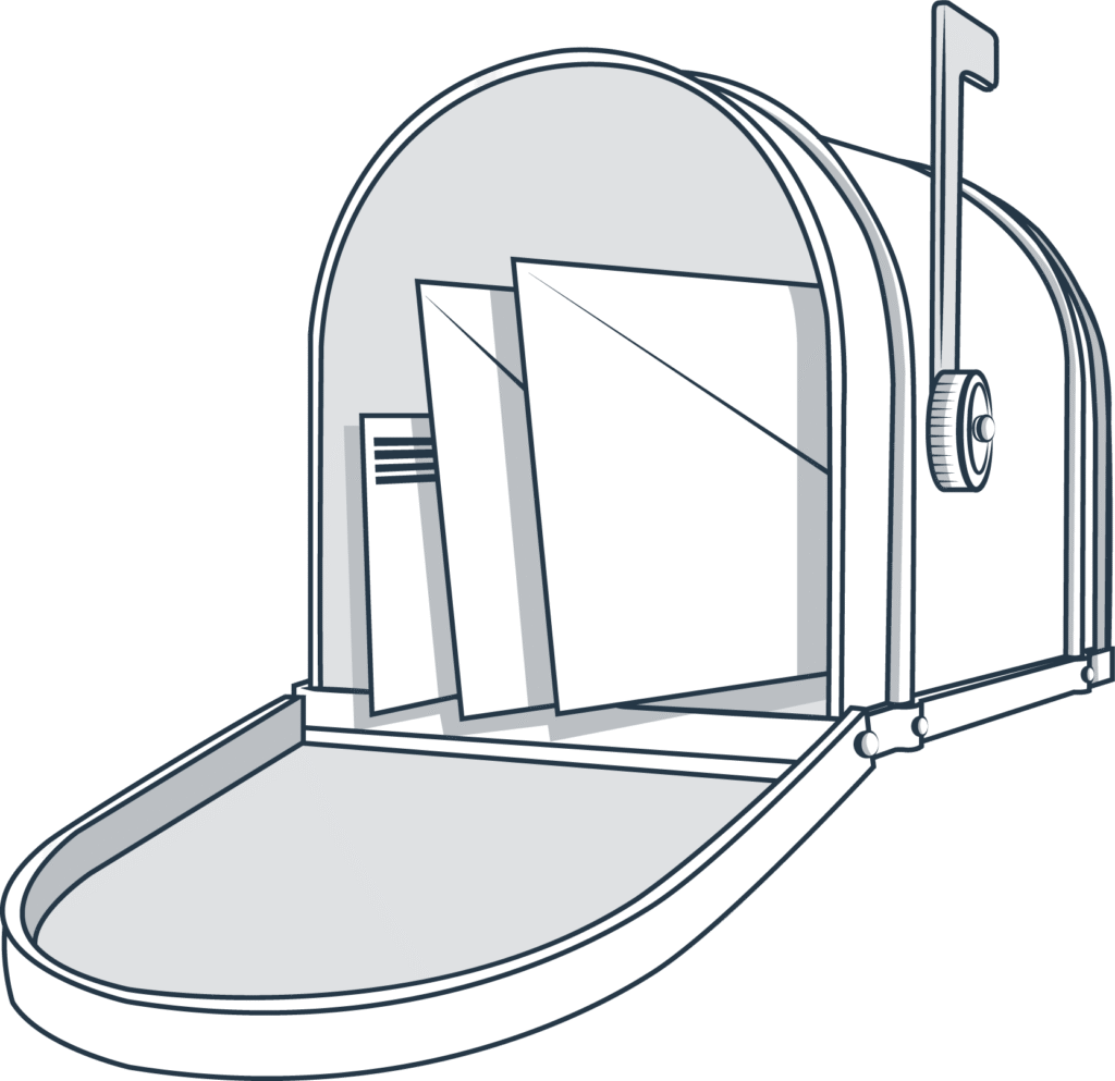 Mail Box showing news letter inside icon